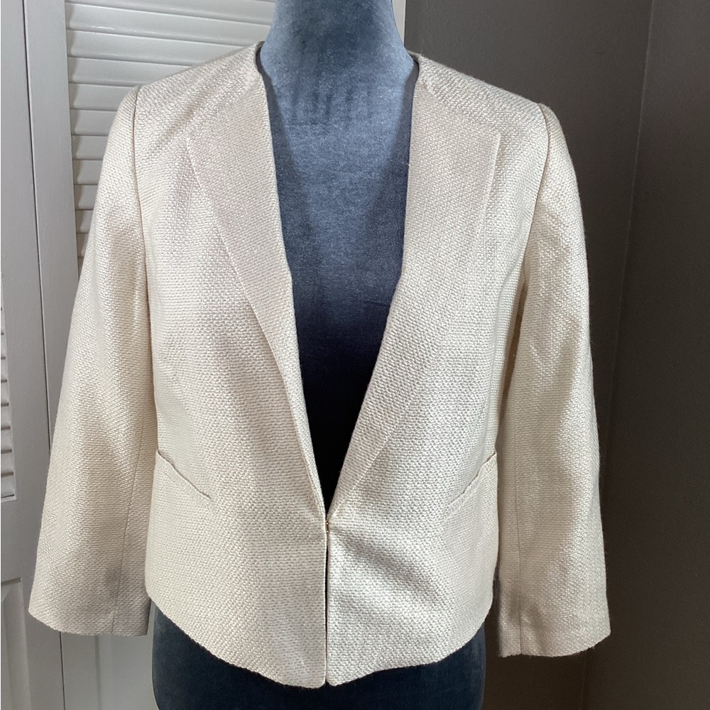 Ann Taylor “Newberry” Cream Textured Blazer Size 2P